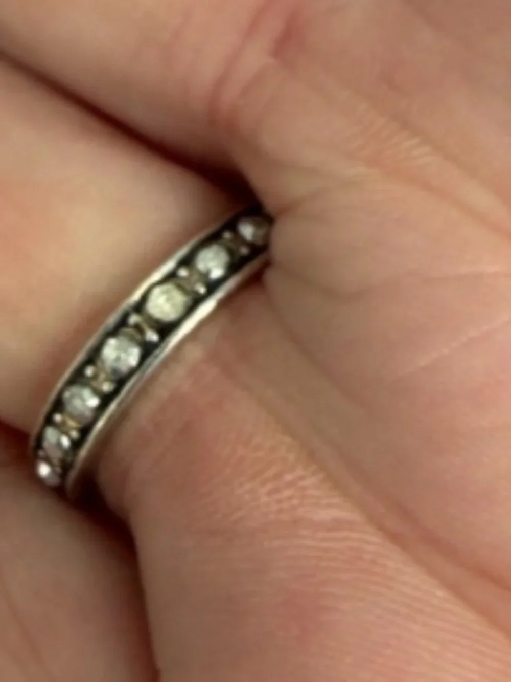 Brighton Silver-Tone Oval Mirror Crystal Statement Ring Size 6
